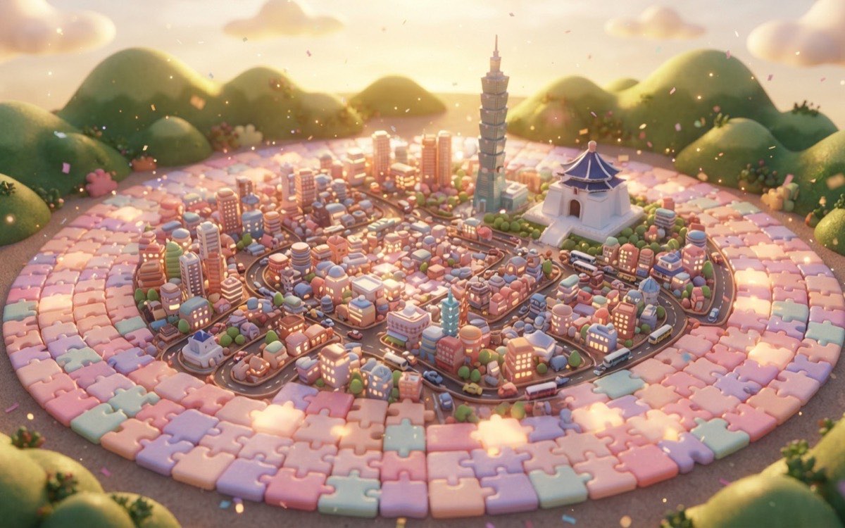 Taipei 456 cover: Taipei assembled from 456 puzzle pieces